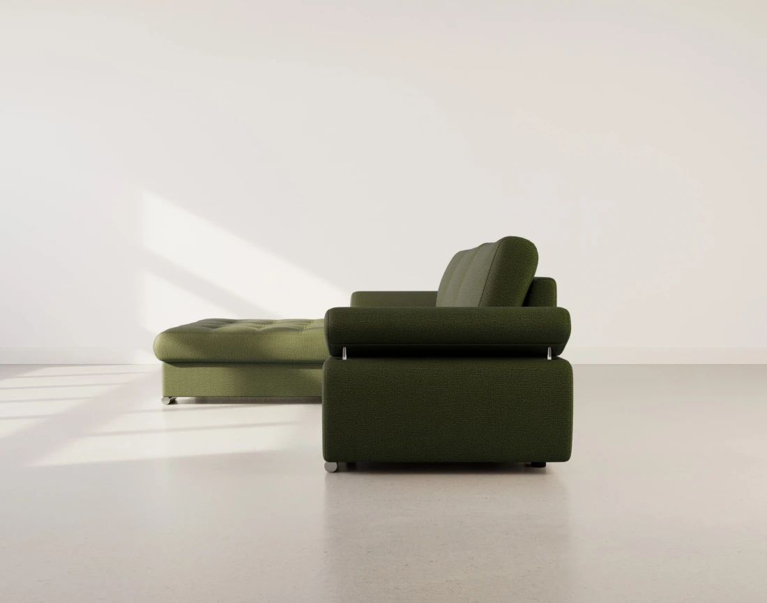 Canapé d'angle gauche 4 places convertible avec coffre en tissu texturé Bianca