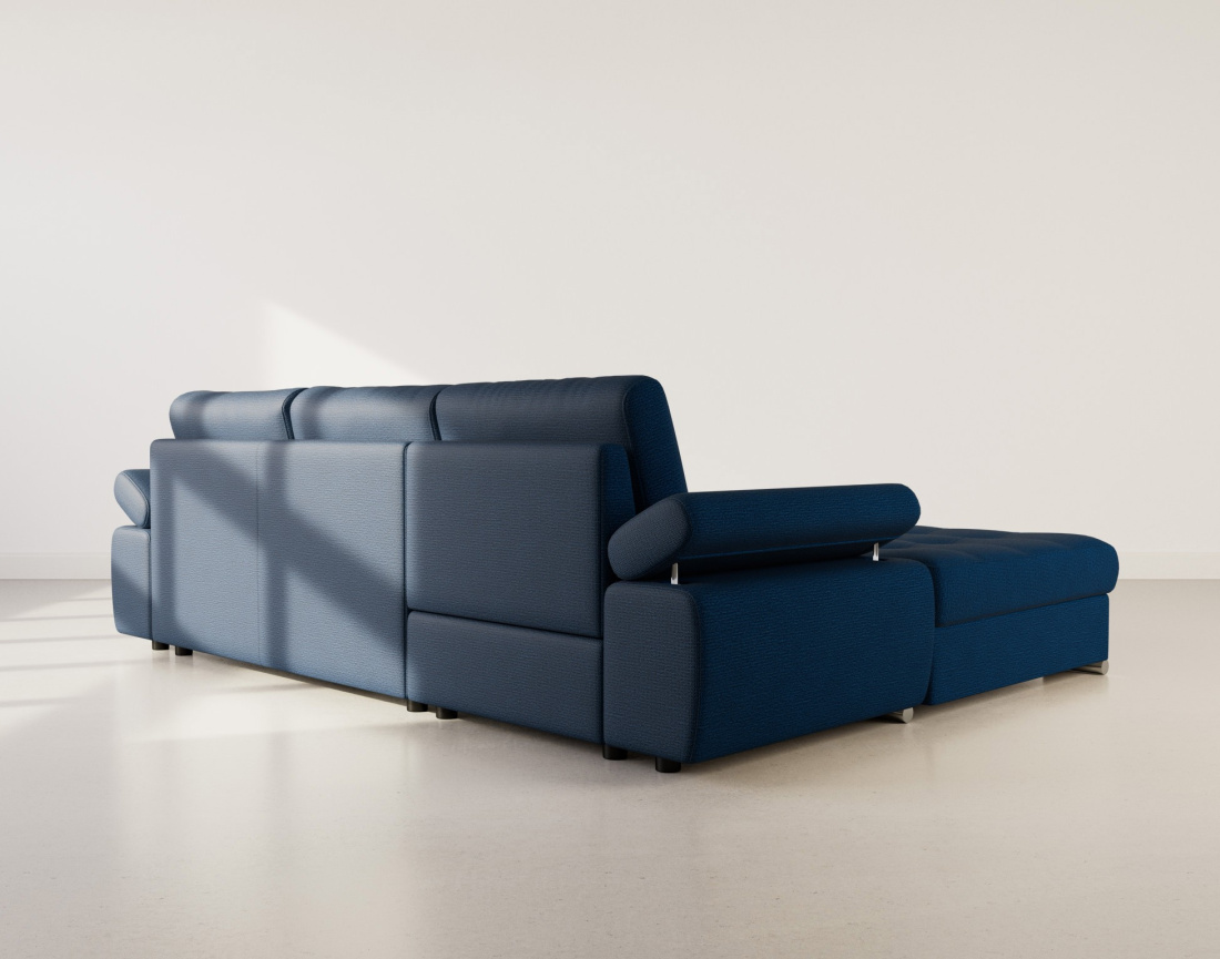 Canapé d'angle gauche 4 places convertible avec coffre en tissu texturé Bianca