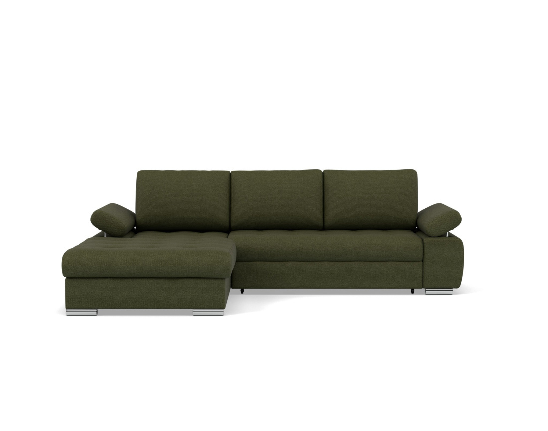 Canapé d'angle gauche 4 places convertible avec coffre en tissu texturé Bianca