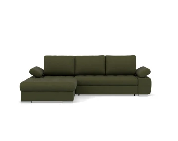 Canapé d'angle gauche 4 places convertible avec coffre en tissu texturé Bianca