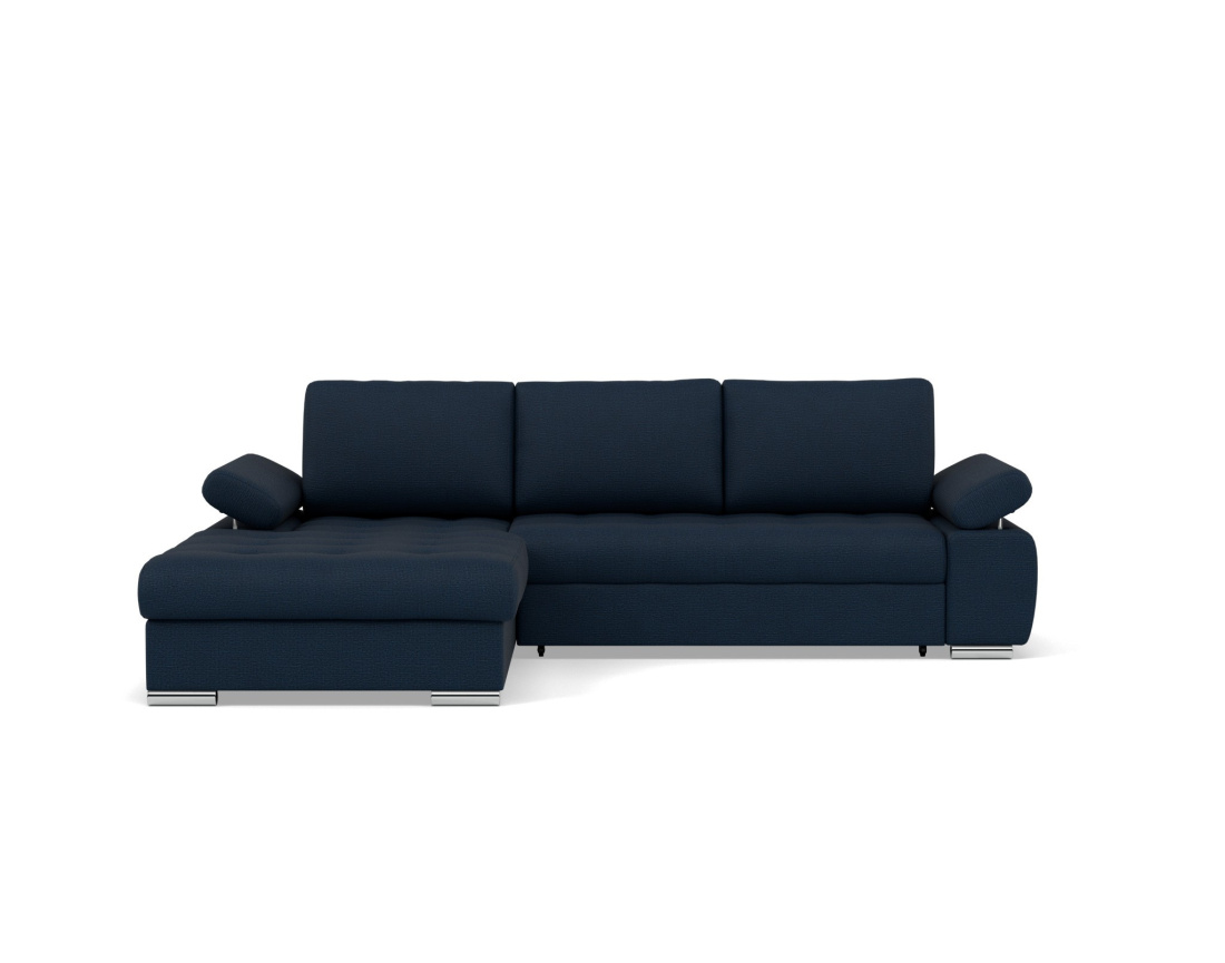 Canapé d'angle gauche 4 places convertible avec coffre en tissu texturé Bianca