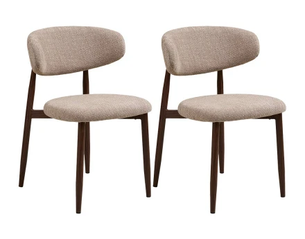 Lot de 2 chaises en tissu texturé pieds en acier effet bois Eddie