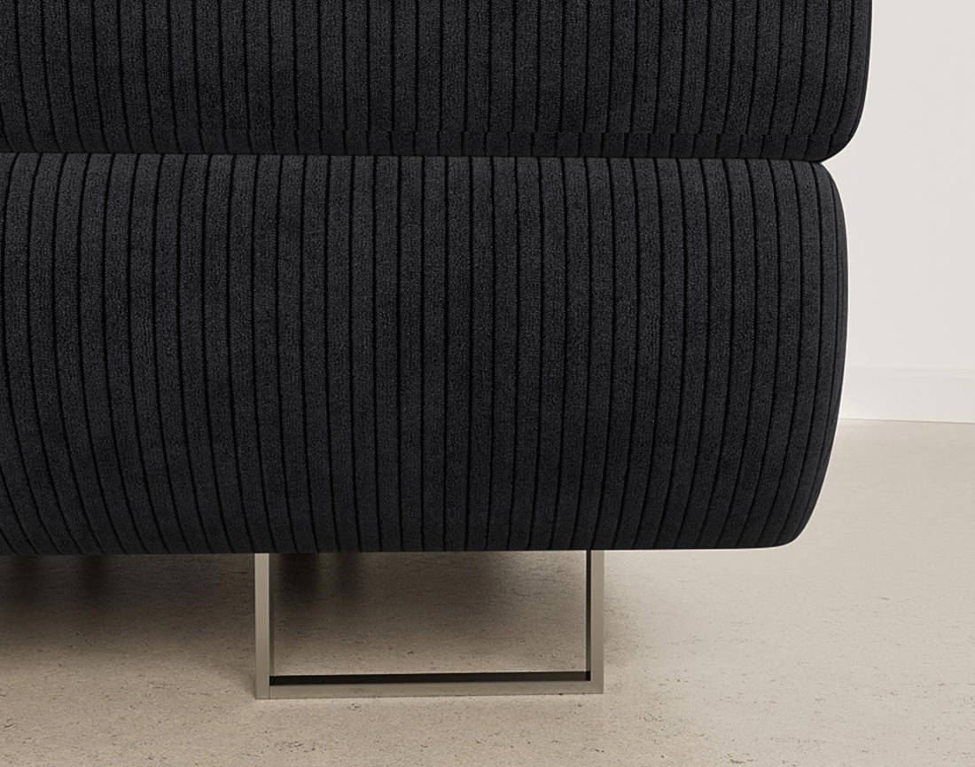 Canapé d'angle droit 6 places convertible avec coffre et têtières réglables en velours côtelé Pablo