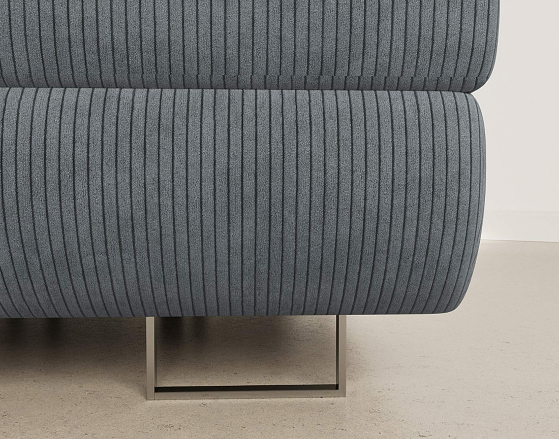 Canapé d'angle droit 6 places convertible avec coffre et têtières réglables en velours côtelé Pablo