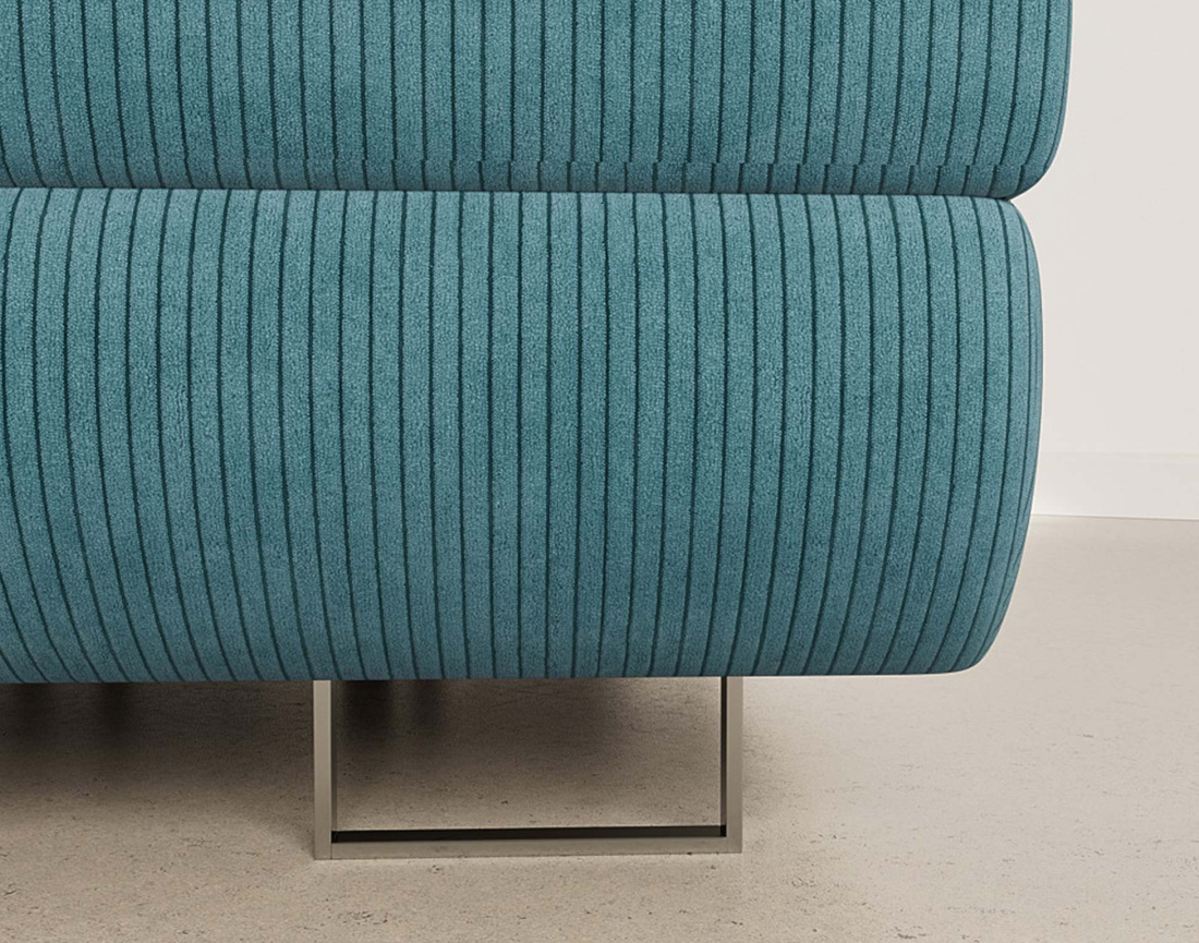 Canapé d'angle droit 6 places convertible avec coffre et têtières réglables en velours côtelé Pablo