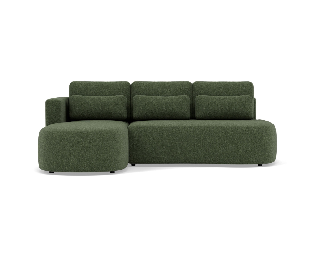 Canapé d'angle gauche 4 places convertible avec coffre en tissu texturé Mahina