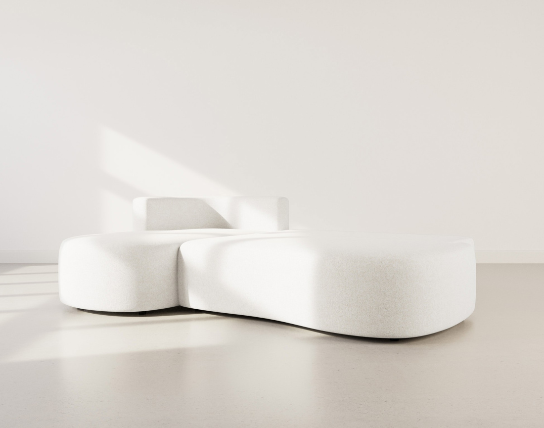 Canapé d'angle gauche 4 places convertible avec coffre en tissu texturé Mahina