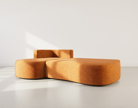 Canapé d'angle gauche 4 places convertible avec coffre en tissu texturé Mahina