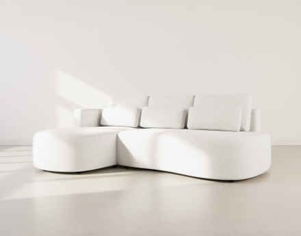 Canapé d'angle gauche 4 places convertible avec coffre en tissu texturé Mahina