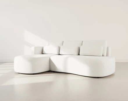 Canapé d'angle gauche 4 places convertible avec coffre en tissu texturé Mahina