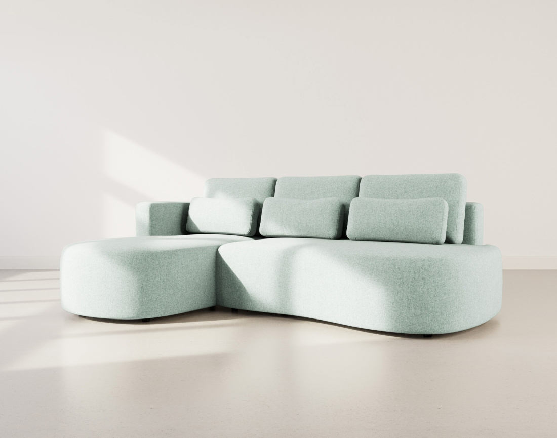 Canapé d'angle gauche 4 places convertible avec coffre en tissu texturé Mahina