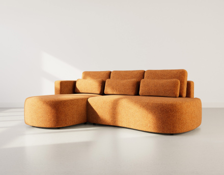 Canapé d'angle gauche 4 places convertible avec coffre en tissu texturé Mahina