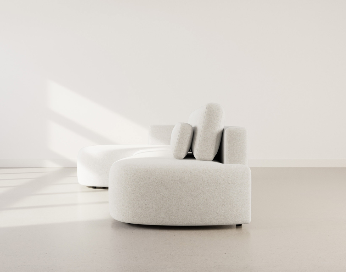 Canapé d'angle gauche 4 places convertible avec coffre en tissu texturé Mahina