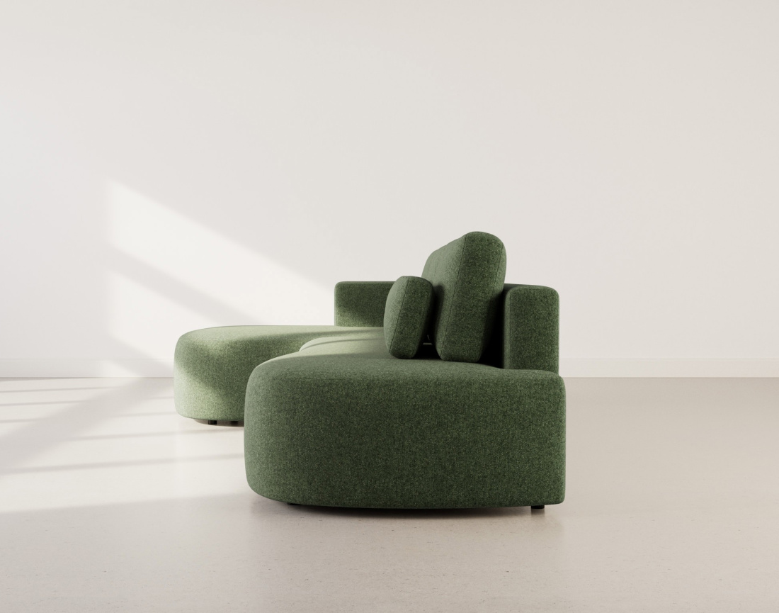 Canapé d'angle gauche 4 places convertible avec coffre en tissu texturé Mahina