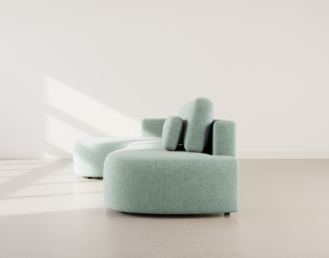 Canapé d'angle gauche 4 places convertible avec coffre en tissu texturé Mahina