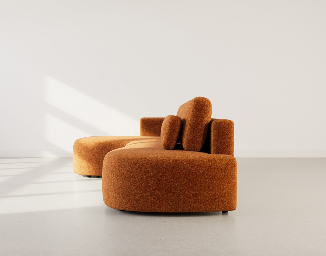 Canapé d'angle gauche 4 places convertible avec coffre en tissu texturé Mahina