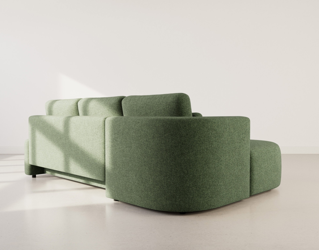 Canapé d'angle gauche 4 places convertible avec coffre en tissu texturé Mahina