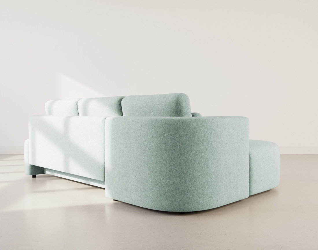 Canapé d'angle gauche 4 places convertible avec coffre en tissu texturé Mahina