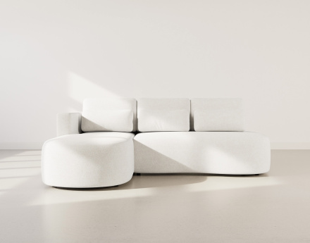 Canapé d'angle gauche 4 places convertible avec coffre en tissu texturé Mahina