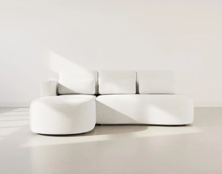 Canapé d'angle gauche 4 places convertible avec coffre en tissu texturé Mahina