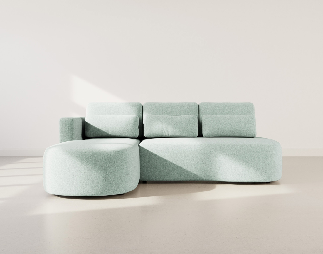 Canapé d'angle gauche 4 places convertible avec coffre en tissu texturé Mahina