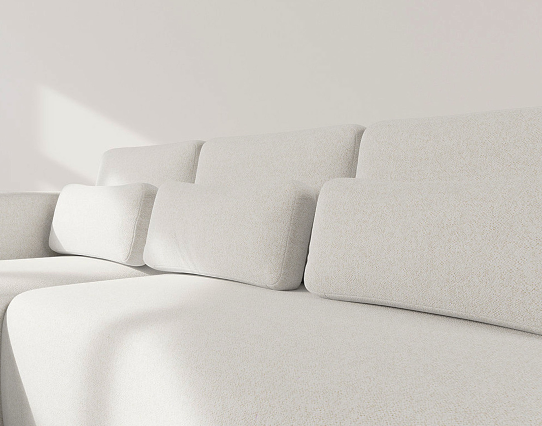 Canapé d'angle gauche 4 places convertible avec coffre en tissu texturé Mahina