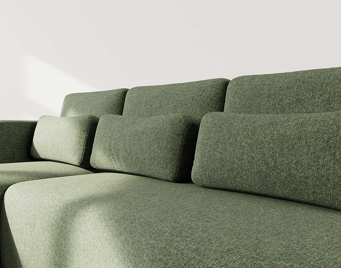 Canapé d'angle gauche 4 places convertible avec coffre en tissu texturé Mahina