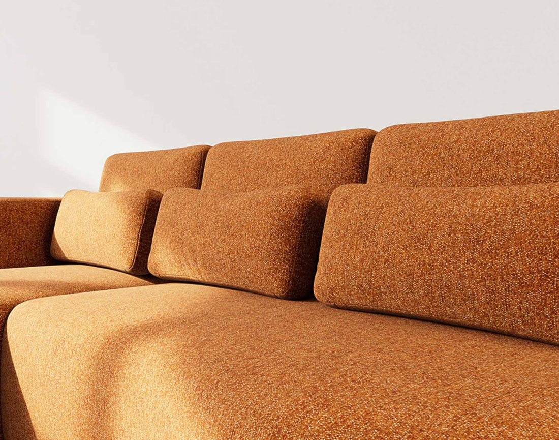 Canapé d'angle gauche 4 places convertible avec coffre en tissu texturé Mahina