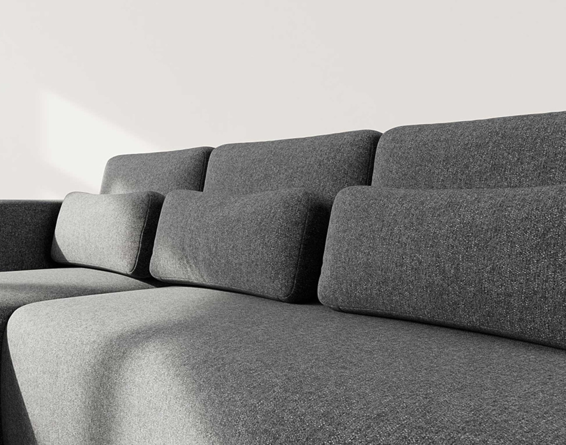 Canapé d'angle gauche 4 places convertible avec coffre en tissu texturé Mahina