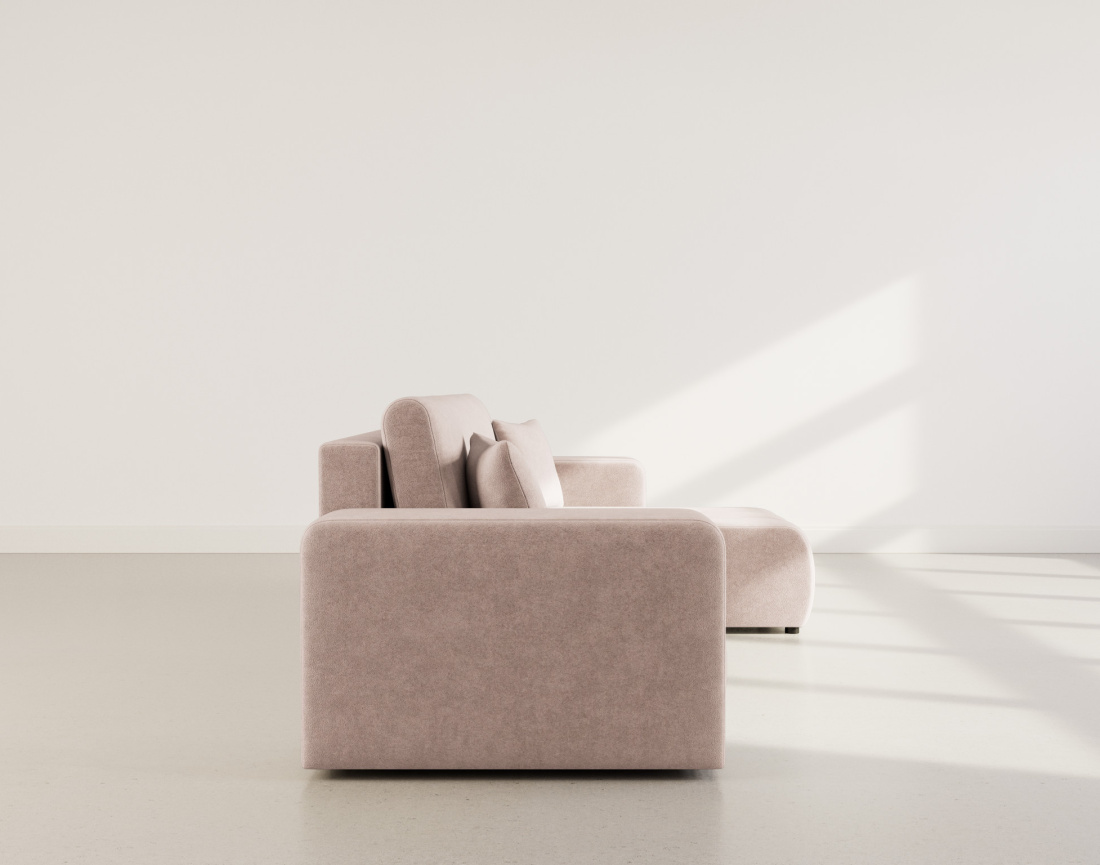 Canapé d'angle réversible 4 places convertible avec coffre en tissu Nicole