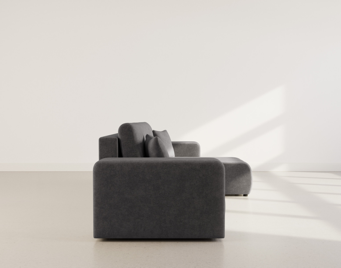 Canapé d'angle réversible 4 places convertible avec coffre en tissu Nicole