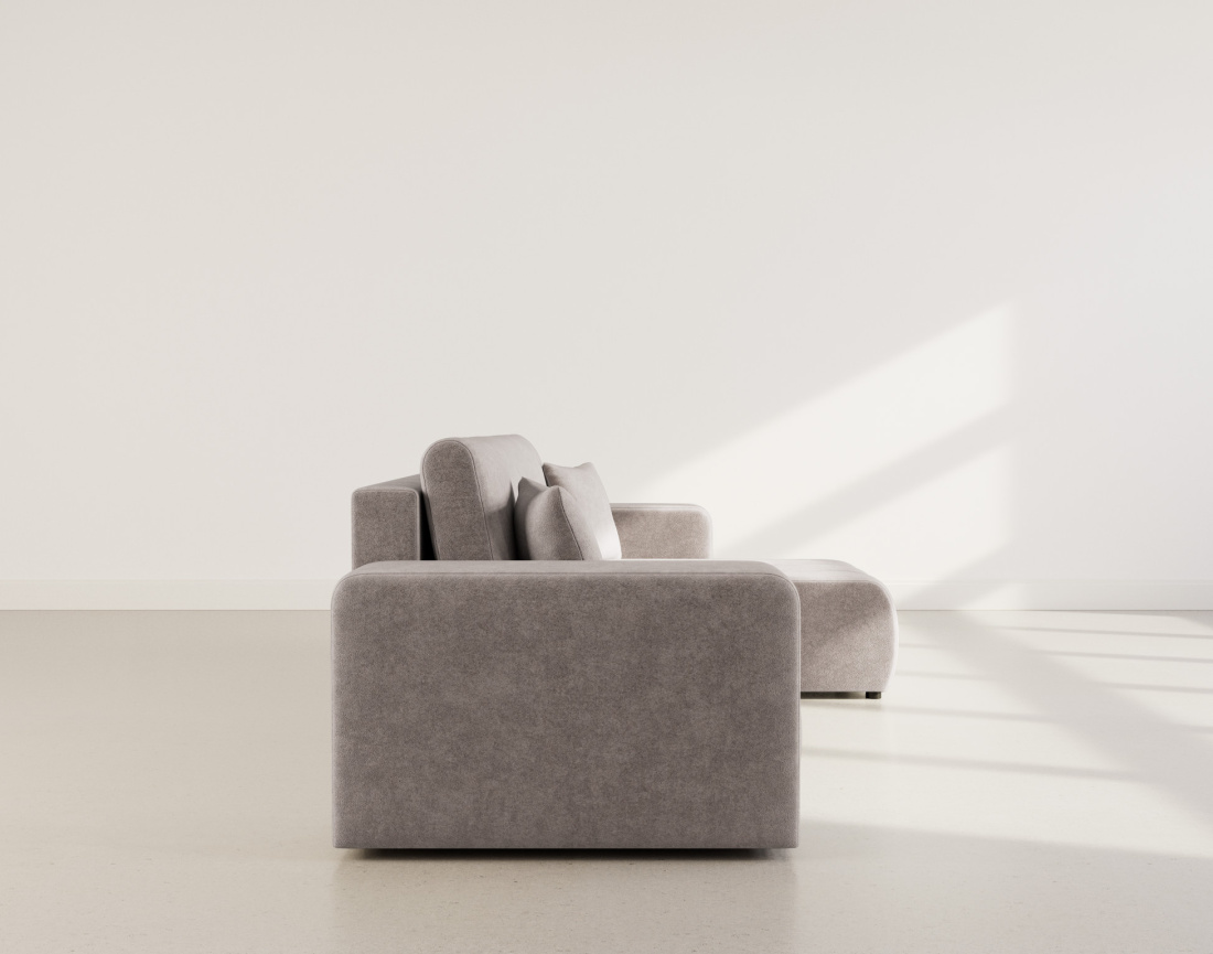 Canapé d'angle réversible 4 places convertible avec coffre en tissu Nicole