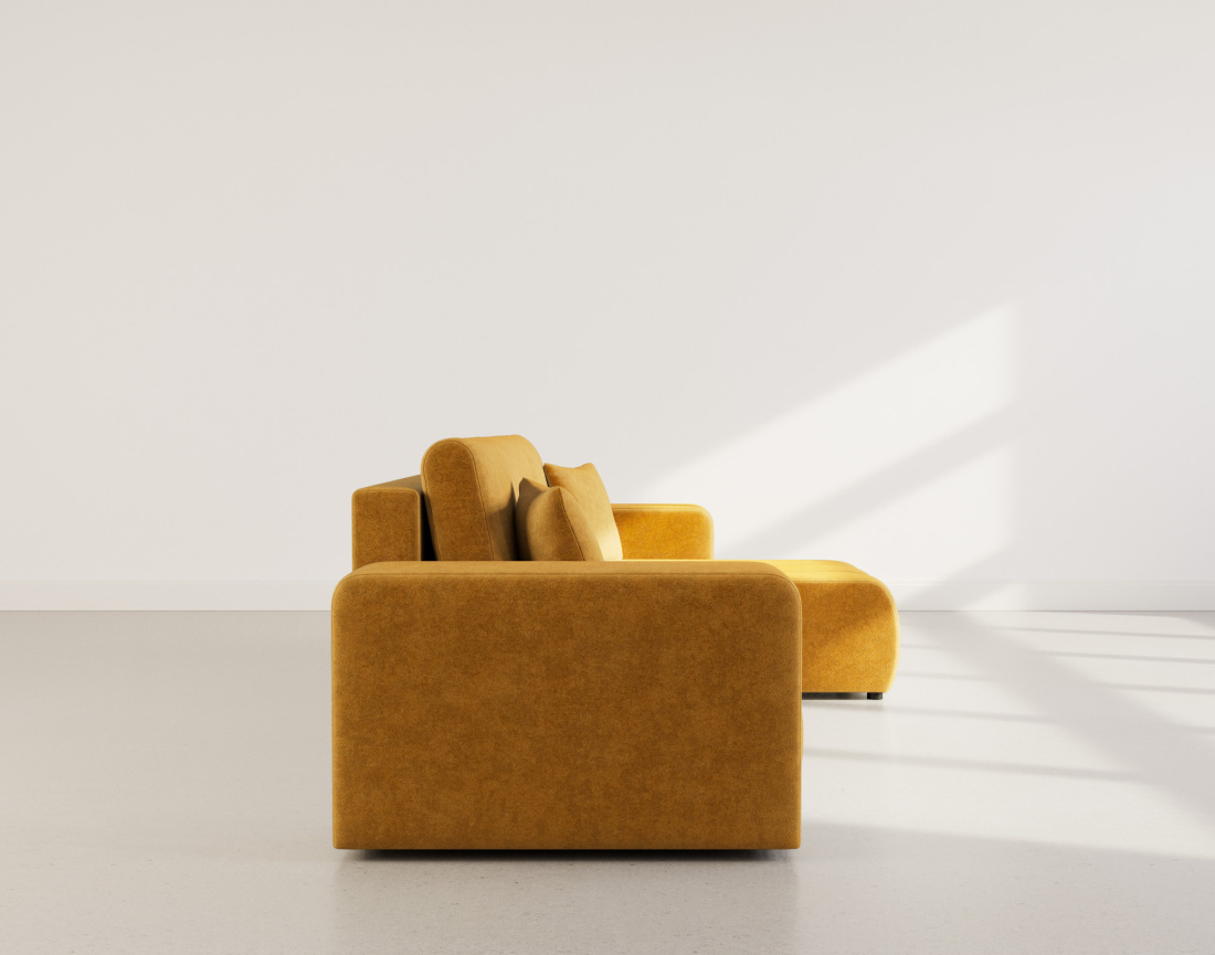 Canapé d'angle réversible 4 places convertible avec coffre en tissu Nicole