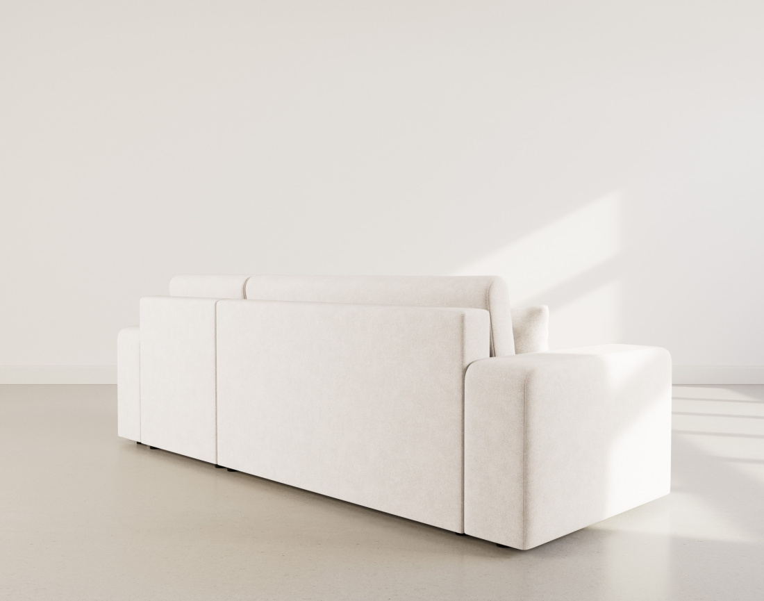 Canapé d'angle réversible 4 places convertible avec coffre en tissu Nicole