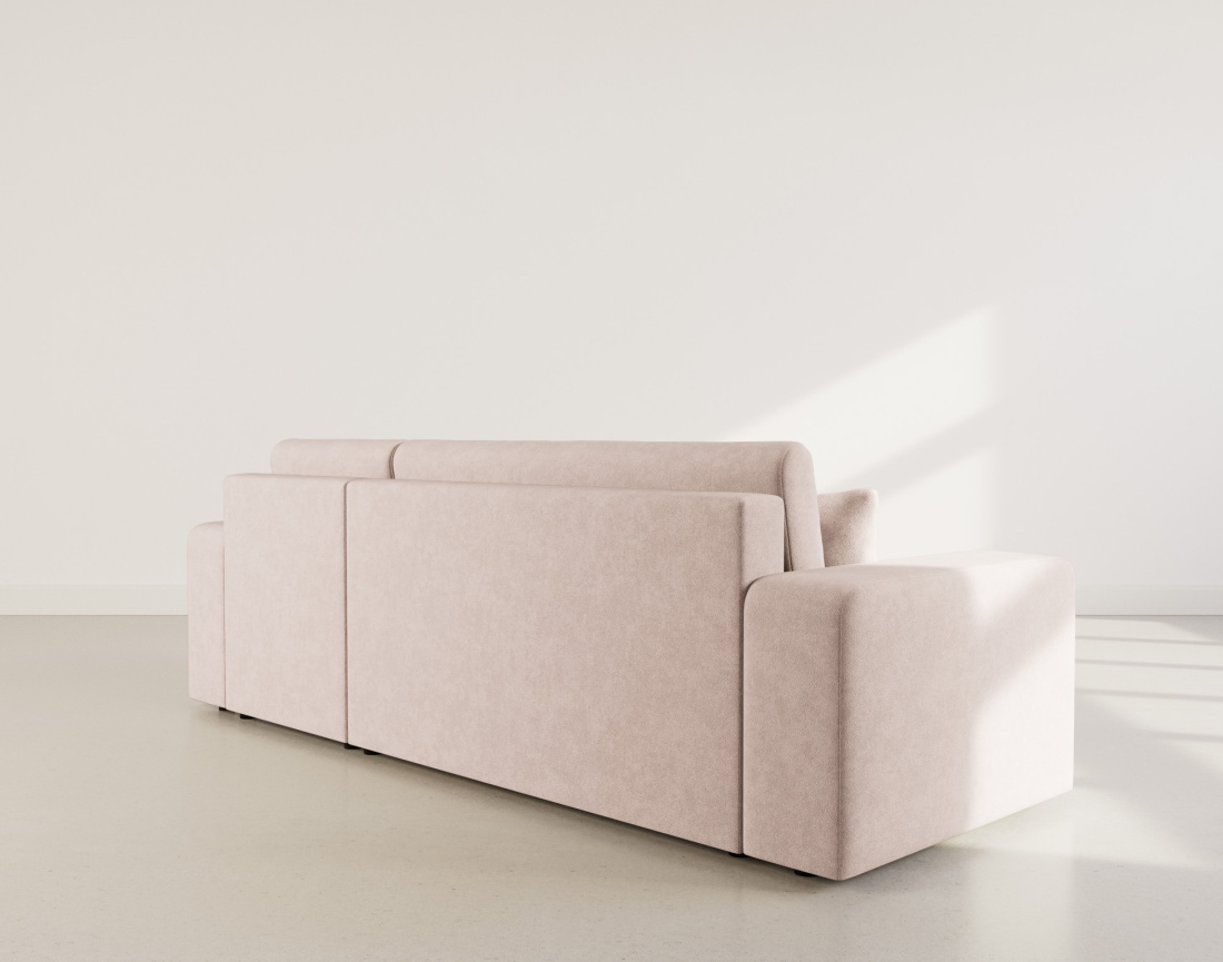 Canapé d'angle réversible 4 places convertible avec coffre en tissu Nicole