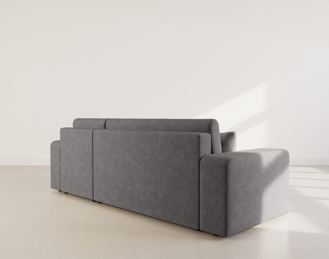 Canapé d'angle réversible 4 places convertible avec coffre en tissu Nicole