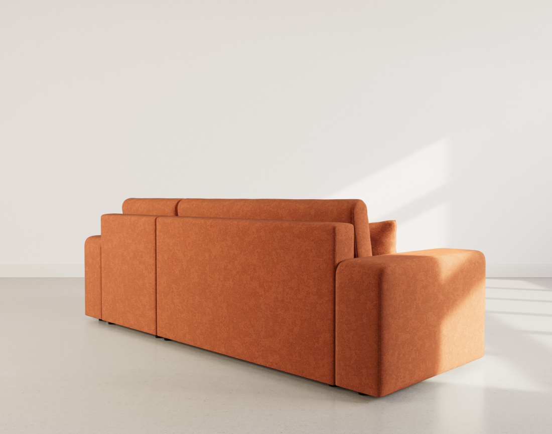 Canapé d'angle réversible 4 places convertible avec coffre en tissu Nicole