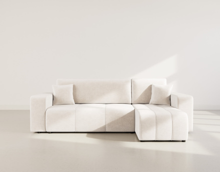 Canapé d'angle réversible 4 places convertible avec coffre en tissu Nicole