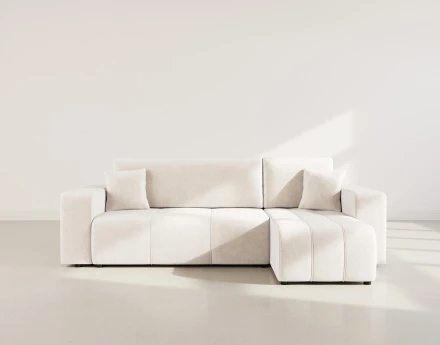 Canapé d'angle réversible 4 places convertible avec coffre en tissu Nicole