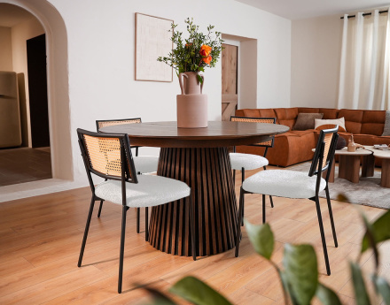 Lot de 2 chaises en tissu bouclette Luciano