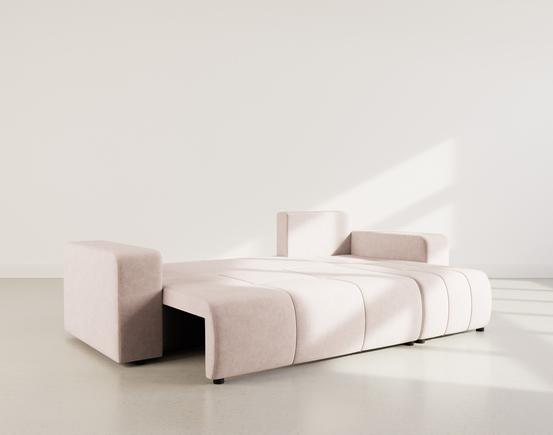 Canapé d'angle réversible 4 places convertible avec coffre en tissu Nicole