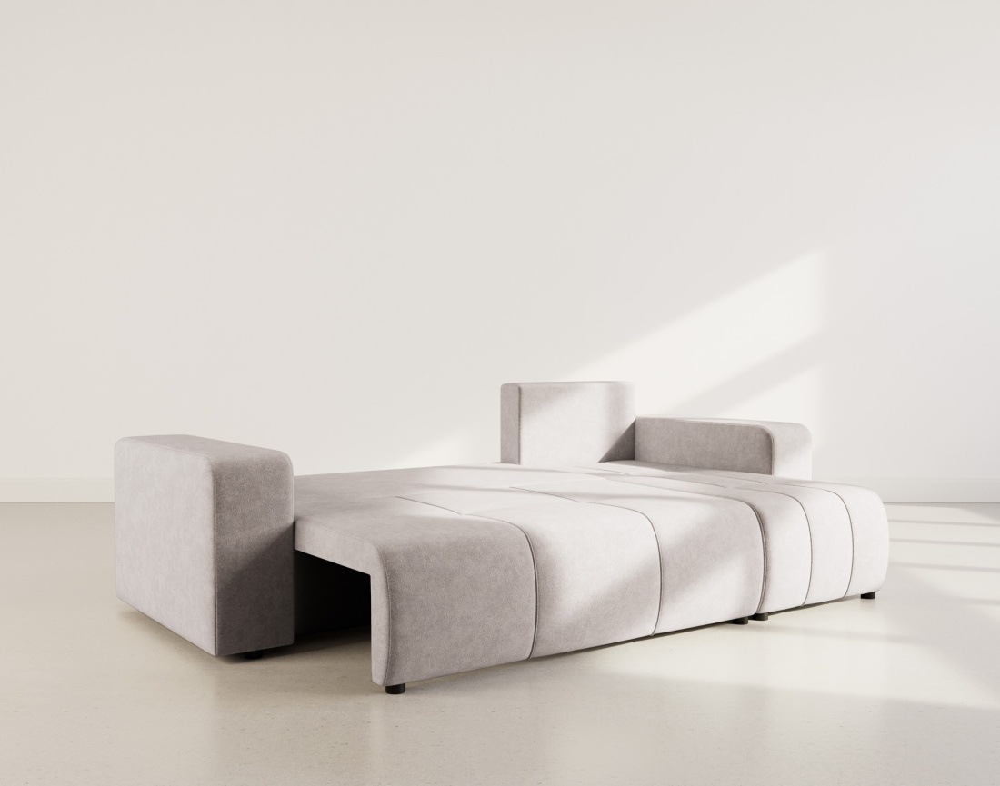 Canapé d'angle réversible 4 places convertible avec coffre en tissu Nicole