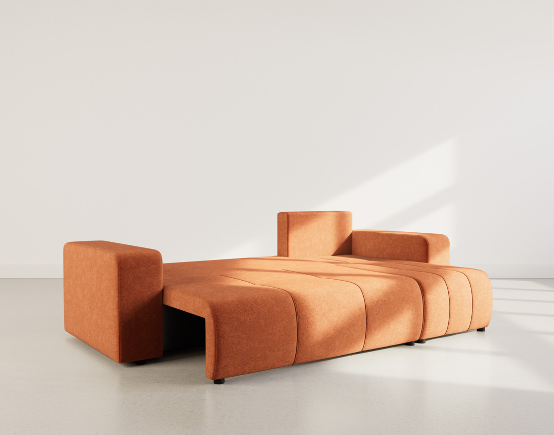 Canapé d'angle réversible 4 places convertible avec coffre en tissu Nicole