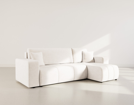 Canapé d'angle réversible 4 places convertible avec coffre en tissu Nicole