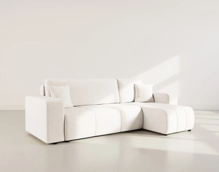 Canapé d'angle réversible 4 places convertible avec coffre en tissu Nicole