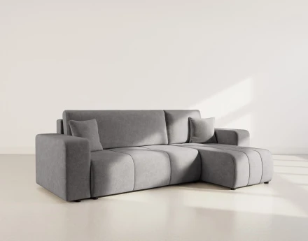 Canapé d'angle réversible 4 places convertible avec coffre en tissu Nicole