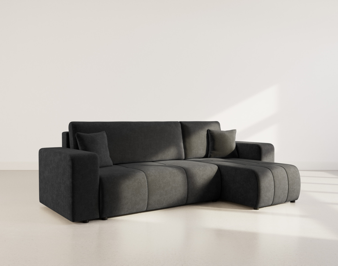 Canapé NICOLE angle réversible 4 places convertible coffre - Best Mobilier