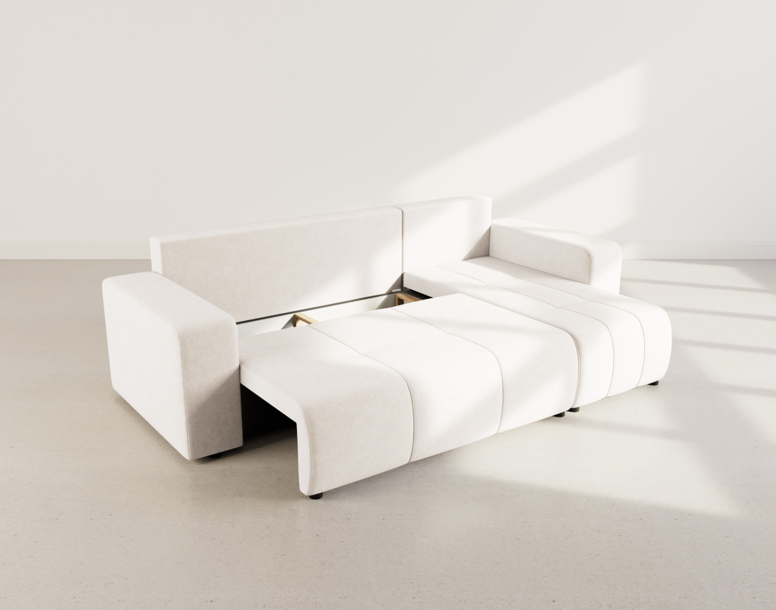 Canapé d'angle réversible 4 places convertible avec coffre en tissu Nicole