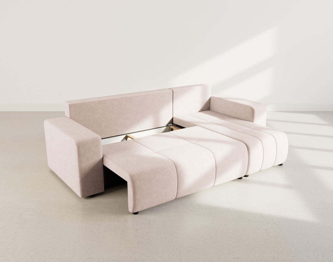 Canapé d'angle réversible 4 places convertible avec coffre en tissu Nicole