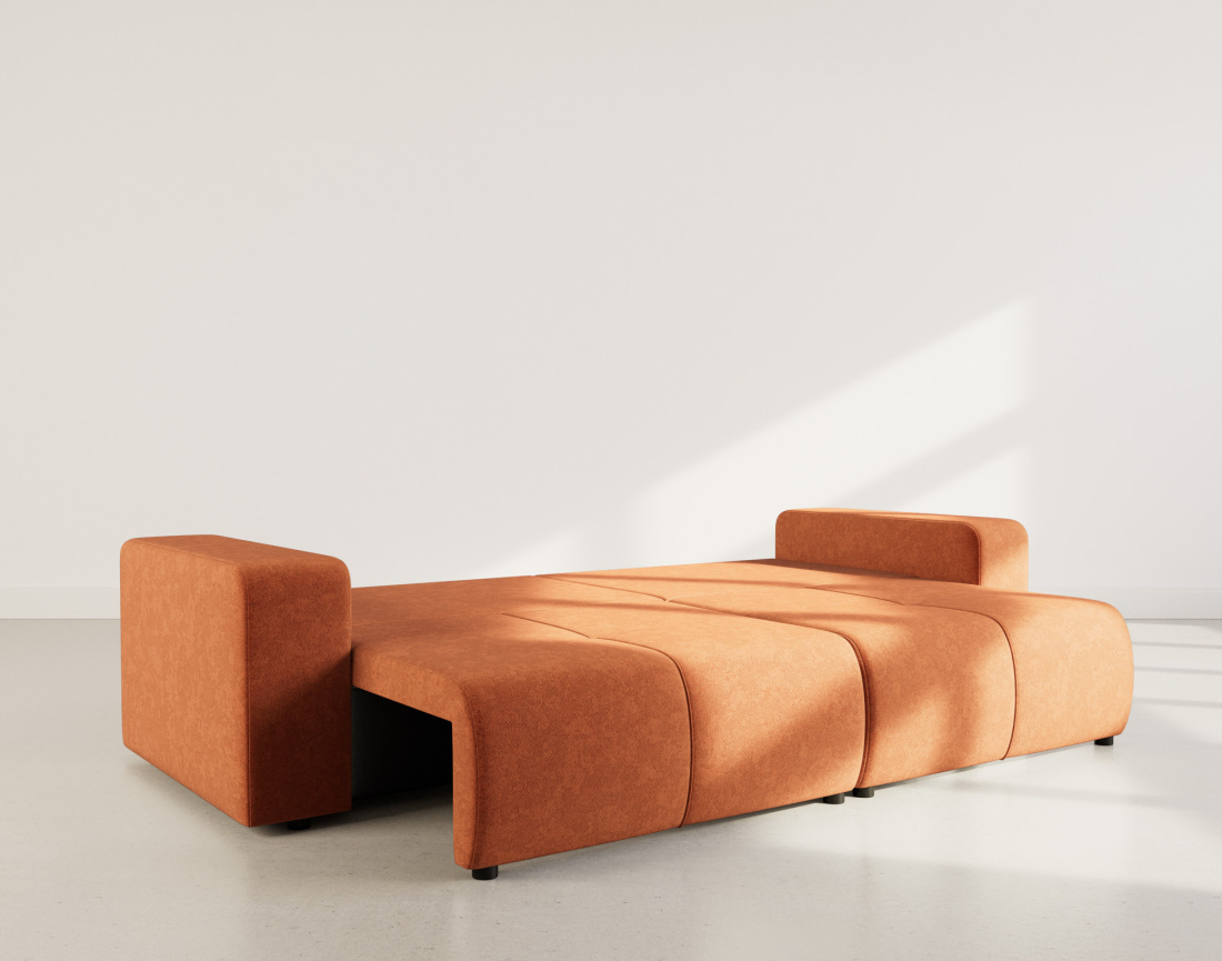 Canapé droit 4 places convertible avec coffre en tissu Nicole